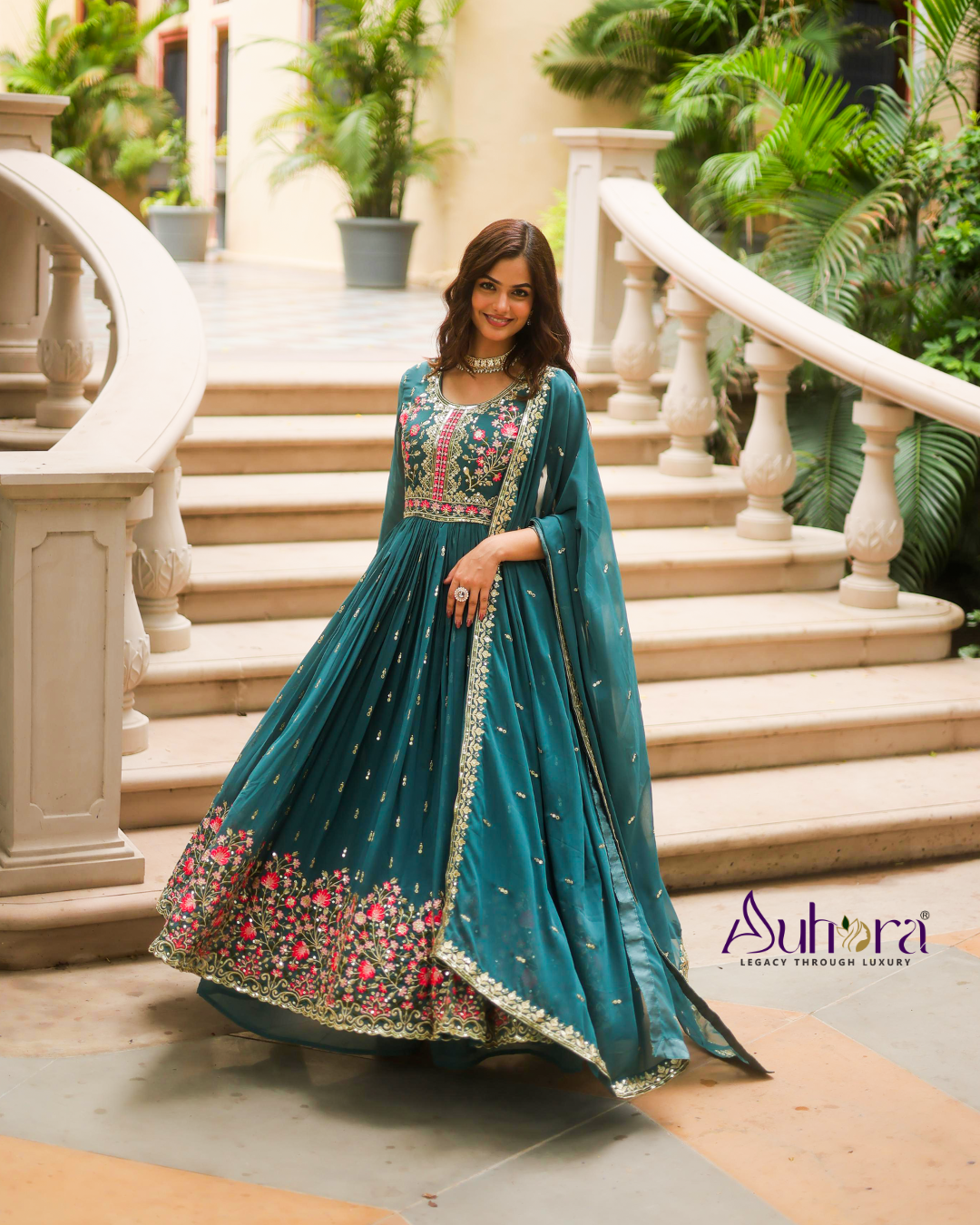 Auhora Premium Designer Top–Sharara–Dupatta Set