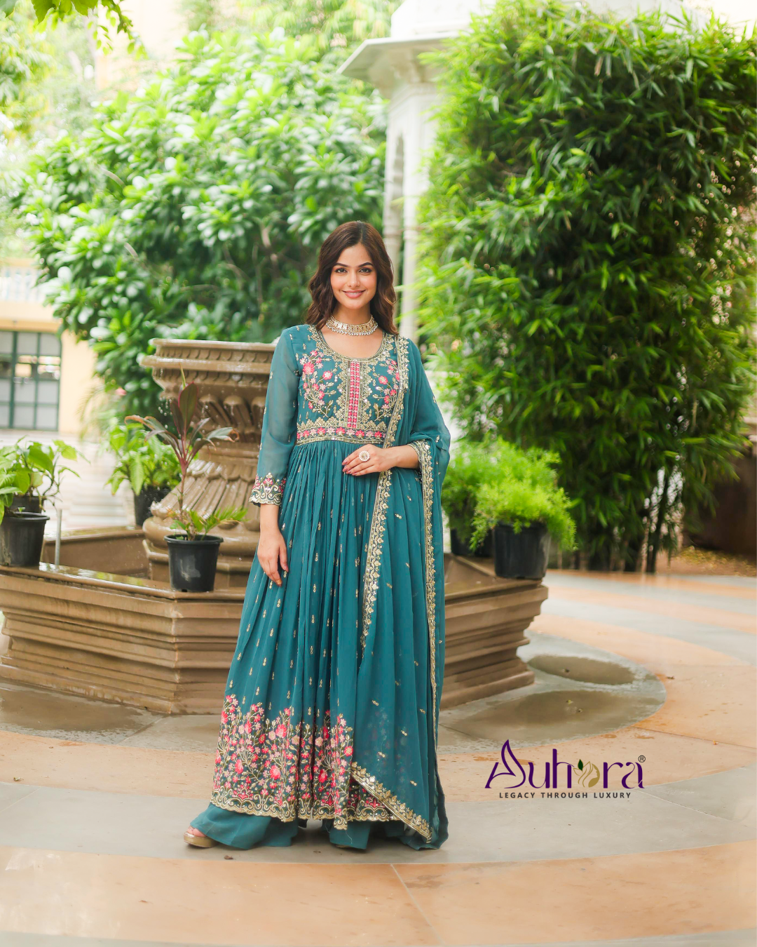 Auhora Premium Designer Top–Sharara–Dupatta Set