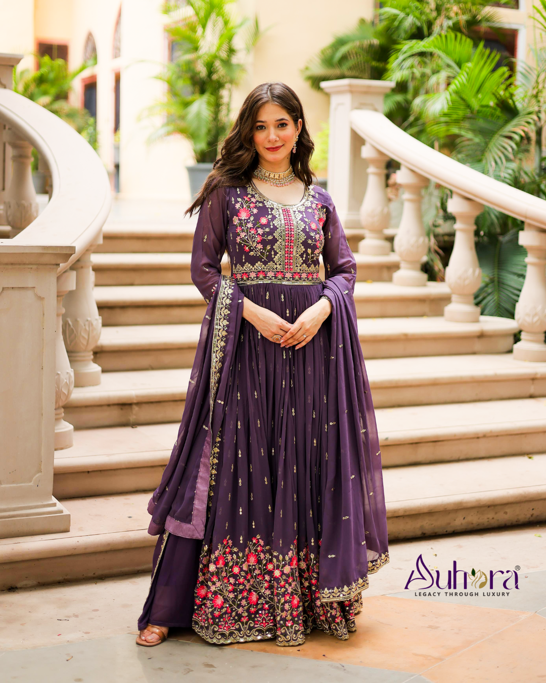 Auhora Premium Designer Top–Sharara–Dupatta Set