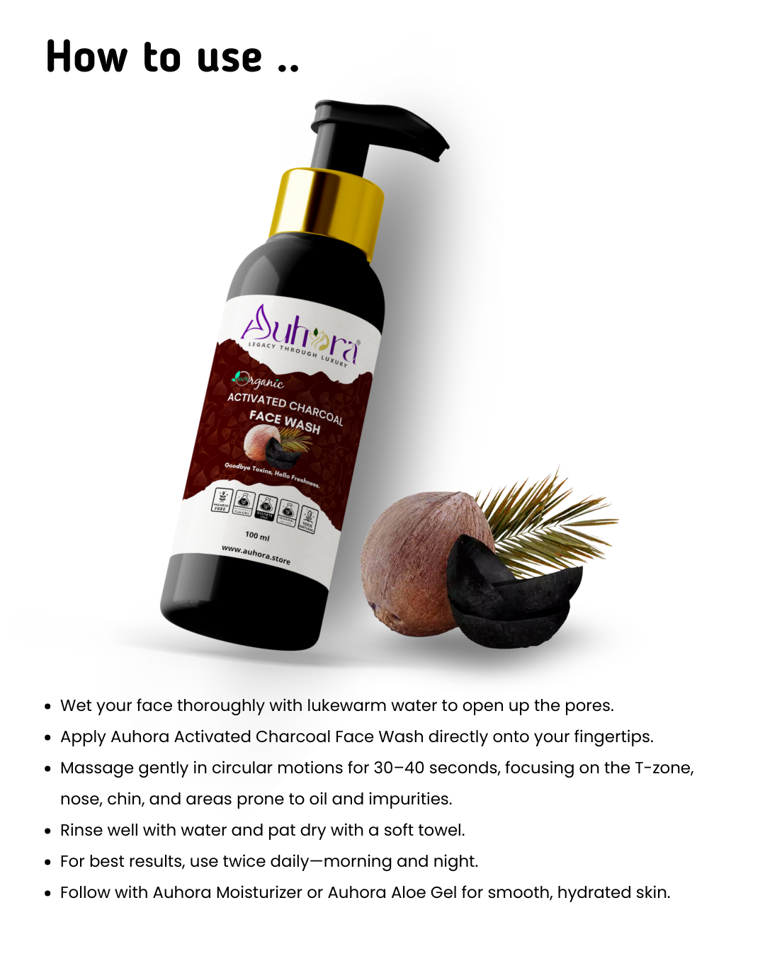 Auhora Activated Charcoal Face Wash