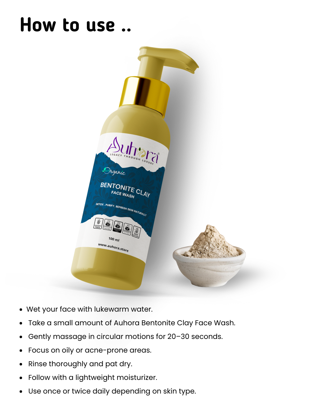 Auhora Bentonite Clay Face Wash