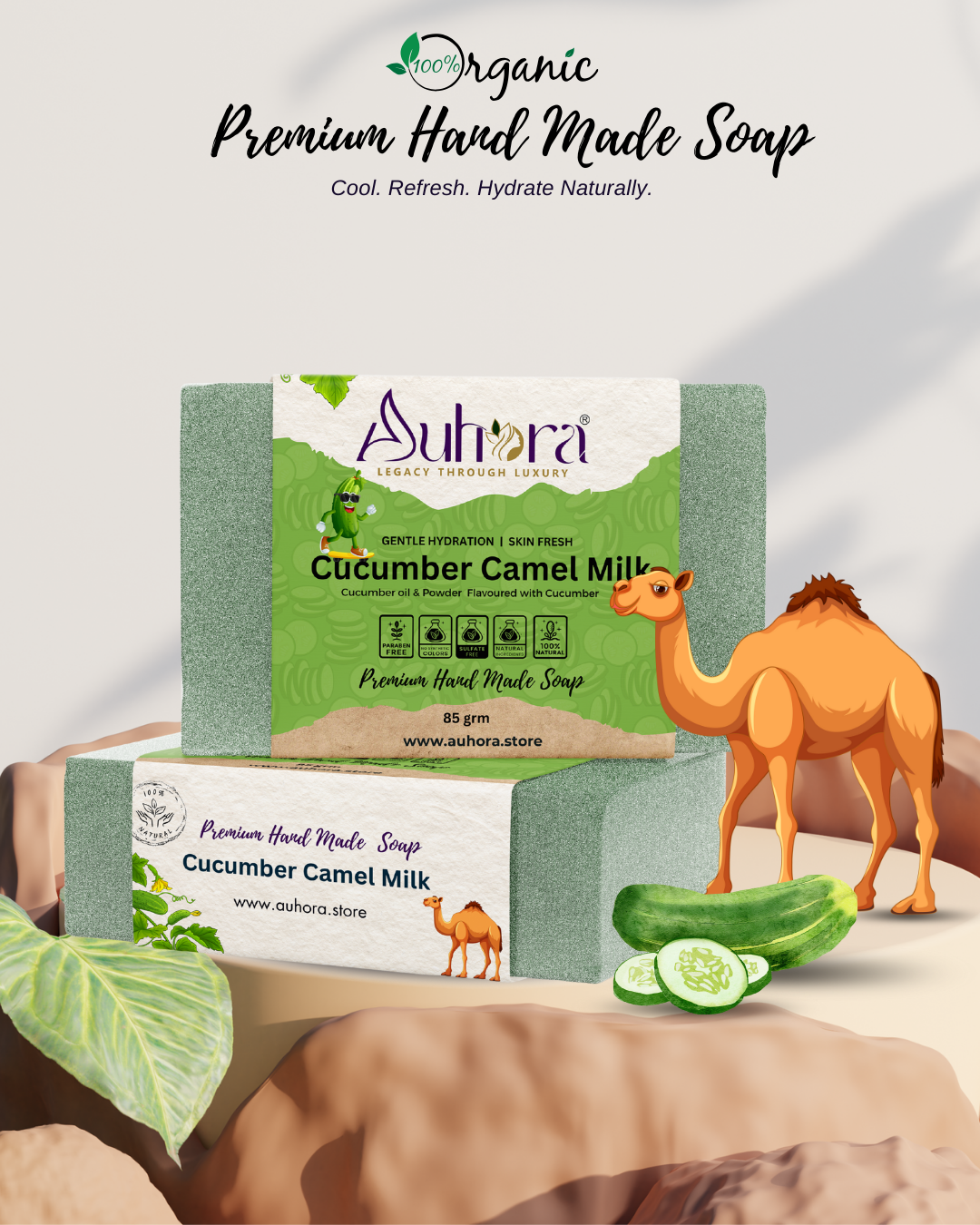 Auhora Cucumber Camel Milk Soap