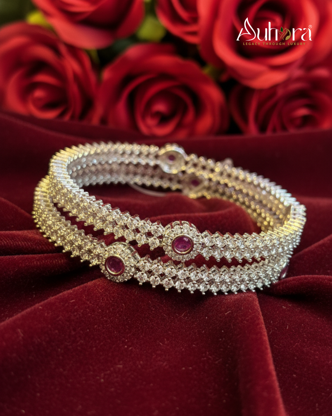 Auhora Ruby Halo Bangles