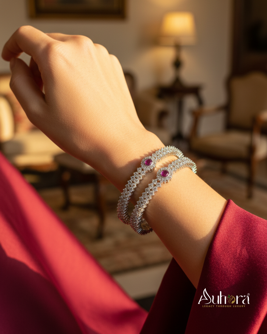 Auhora Ruby Halo Bangles